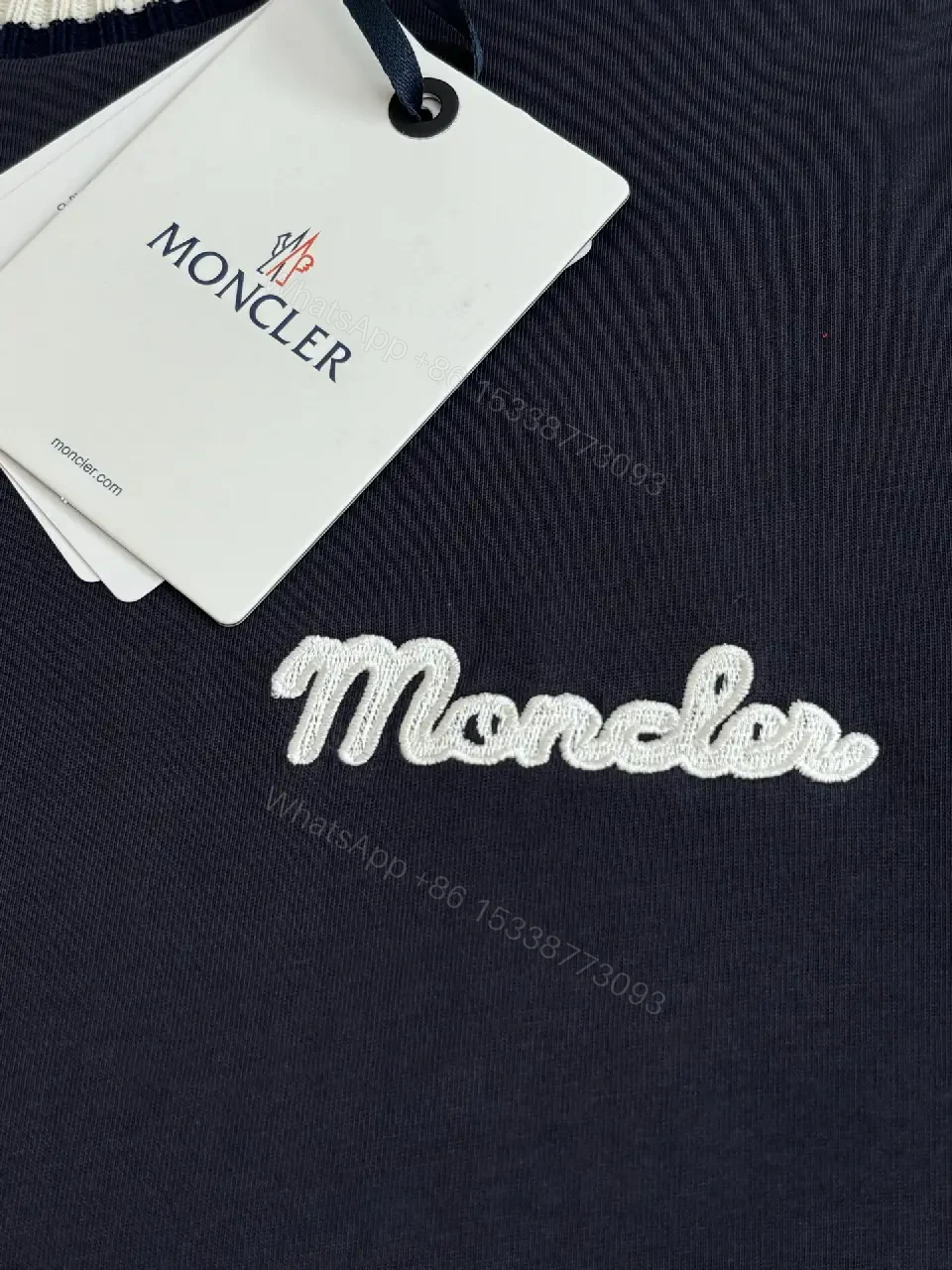 View 5 of Navy Cotton Crewneck Tee Moncler Style Key Feature