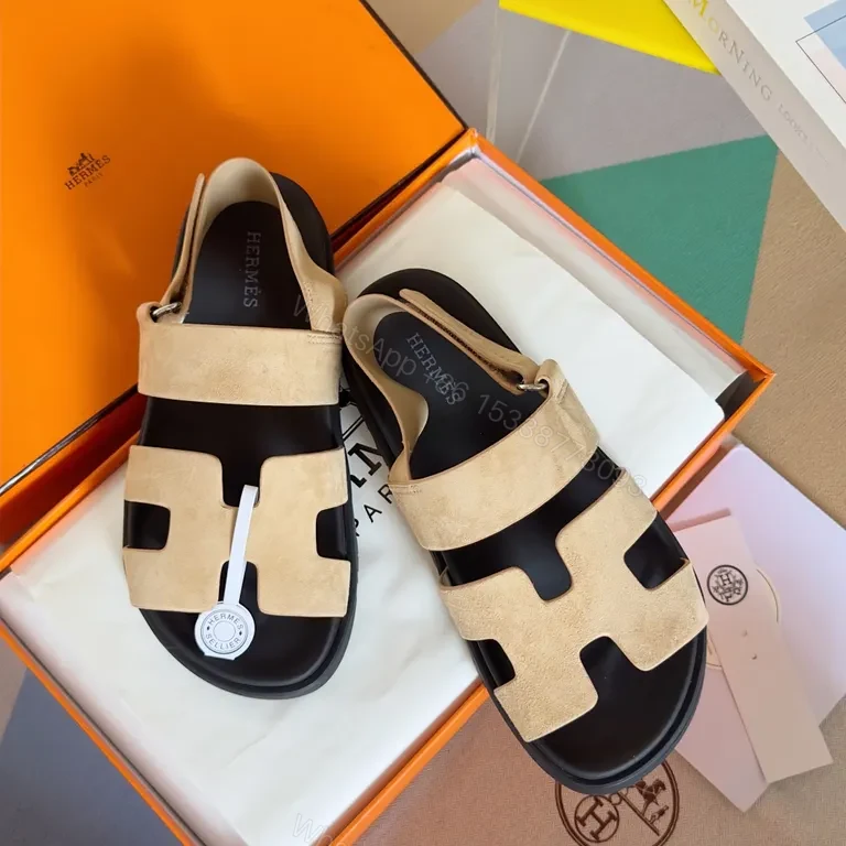 View 8 of Bold Sand & Black Hermes-Inspired Sandals: Modern Luxury Comfort