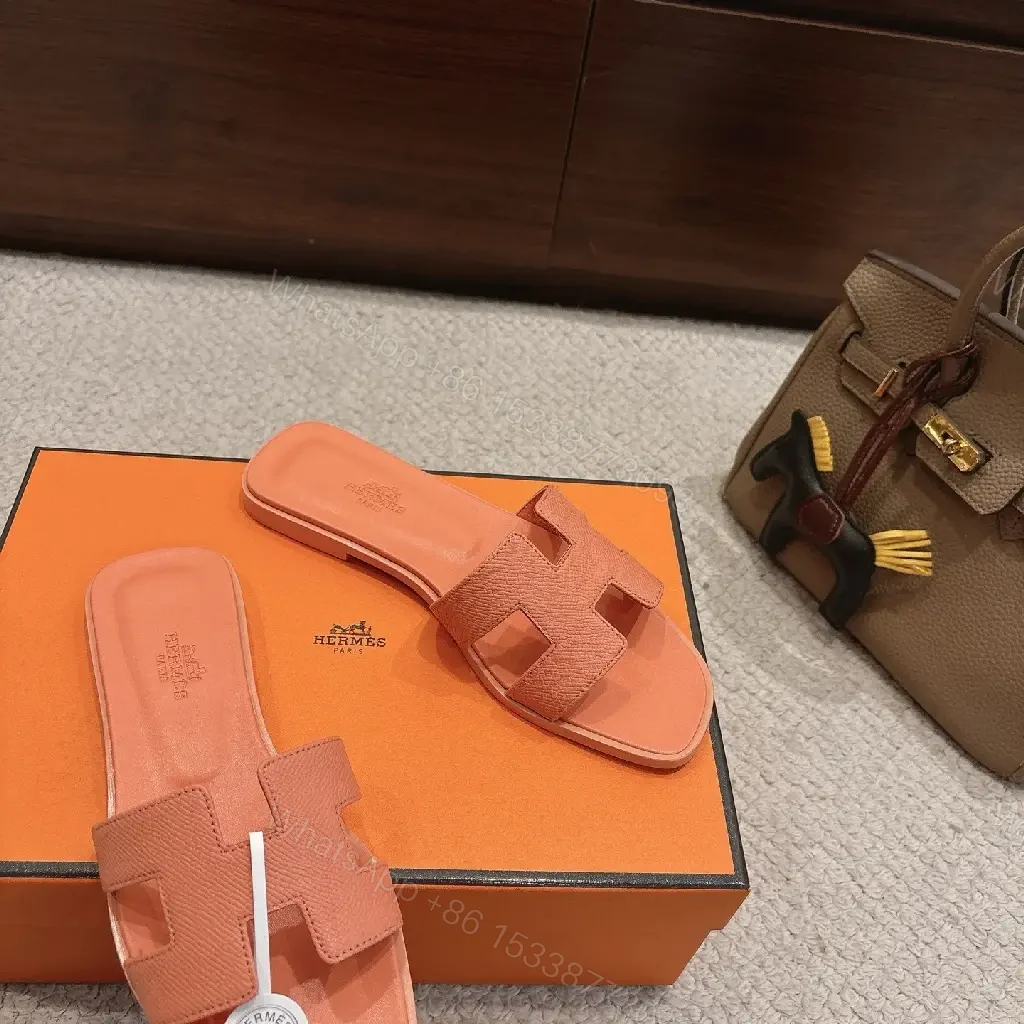 View 4 of Soft Pink Leather Slide with H-Buckle Signature Comfort