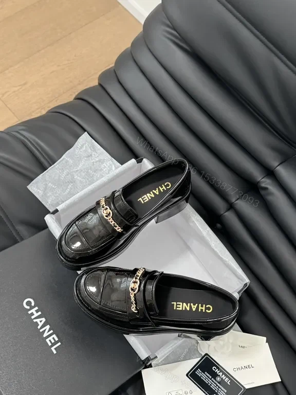 View 8 of Polished Patent Loafers with Gold Chain â€“ Luxe Everyday Wear