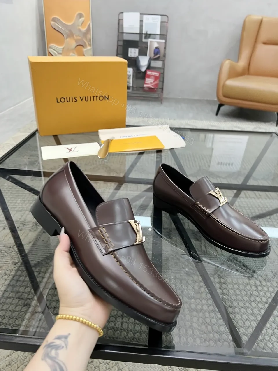 View 7 of Rich Leather Loafers with Signature Hardware, All-Day Comfort