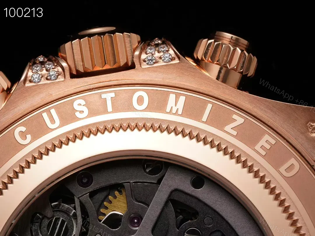 View 8 of Best Rolex Rainbow Skeleton Daytona replica 40MM Rose Gold Oyster Bracelet Edition ROLEX-DAYTONA-RB-SKEL-RG-40