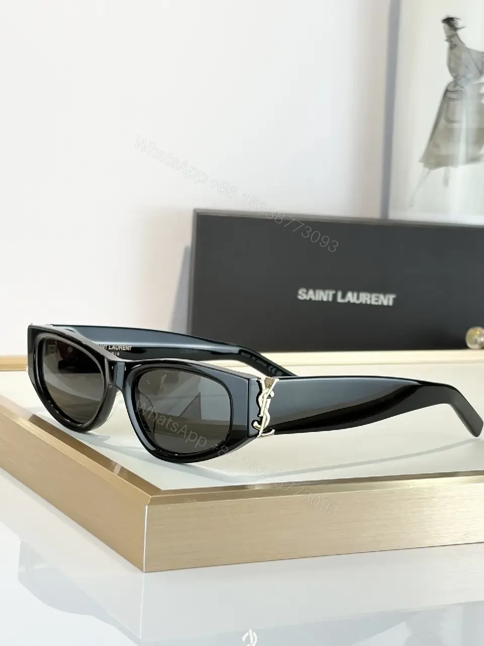 View 5 of Bold Black Sunglasses with Luxe Chain Detail