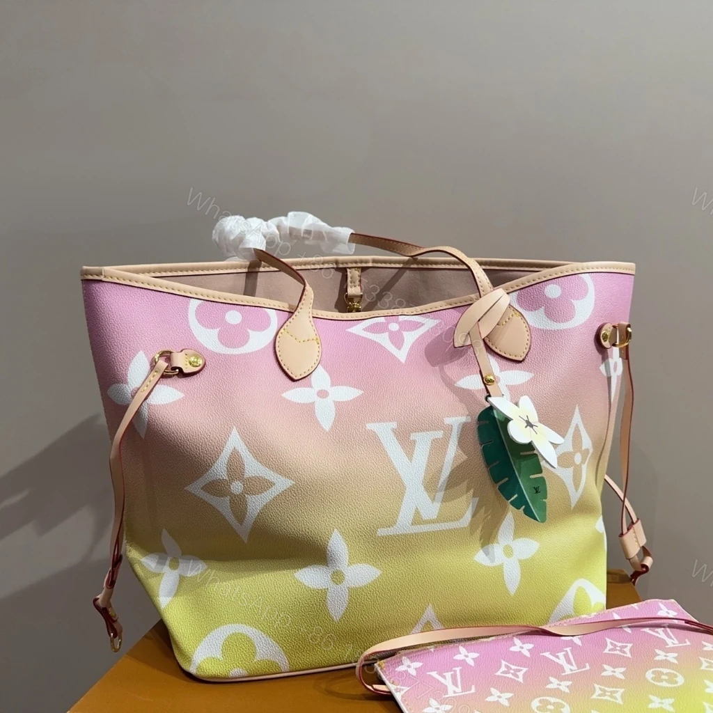 View 2 of Louis Vuitton Neverfull MM By The Pool Monogram Giant Yellow Pink 31Cm M45680