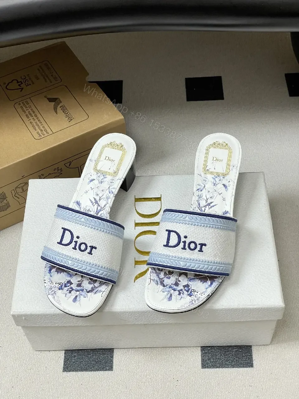 View 10 of Linen Floral-Print Slides, Luxe Comfort, Unisex Fashion Sandals