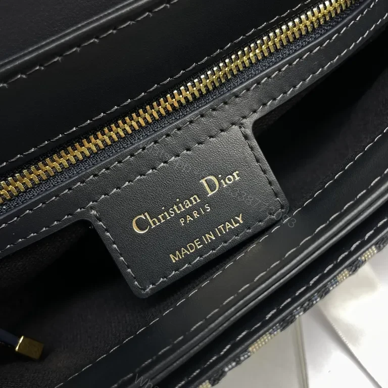 View 9 of Chic Dior-Inspired Canvas & Leather Shoulder Bag