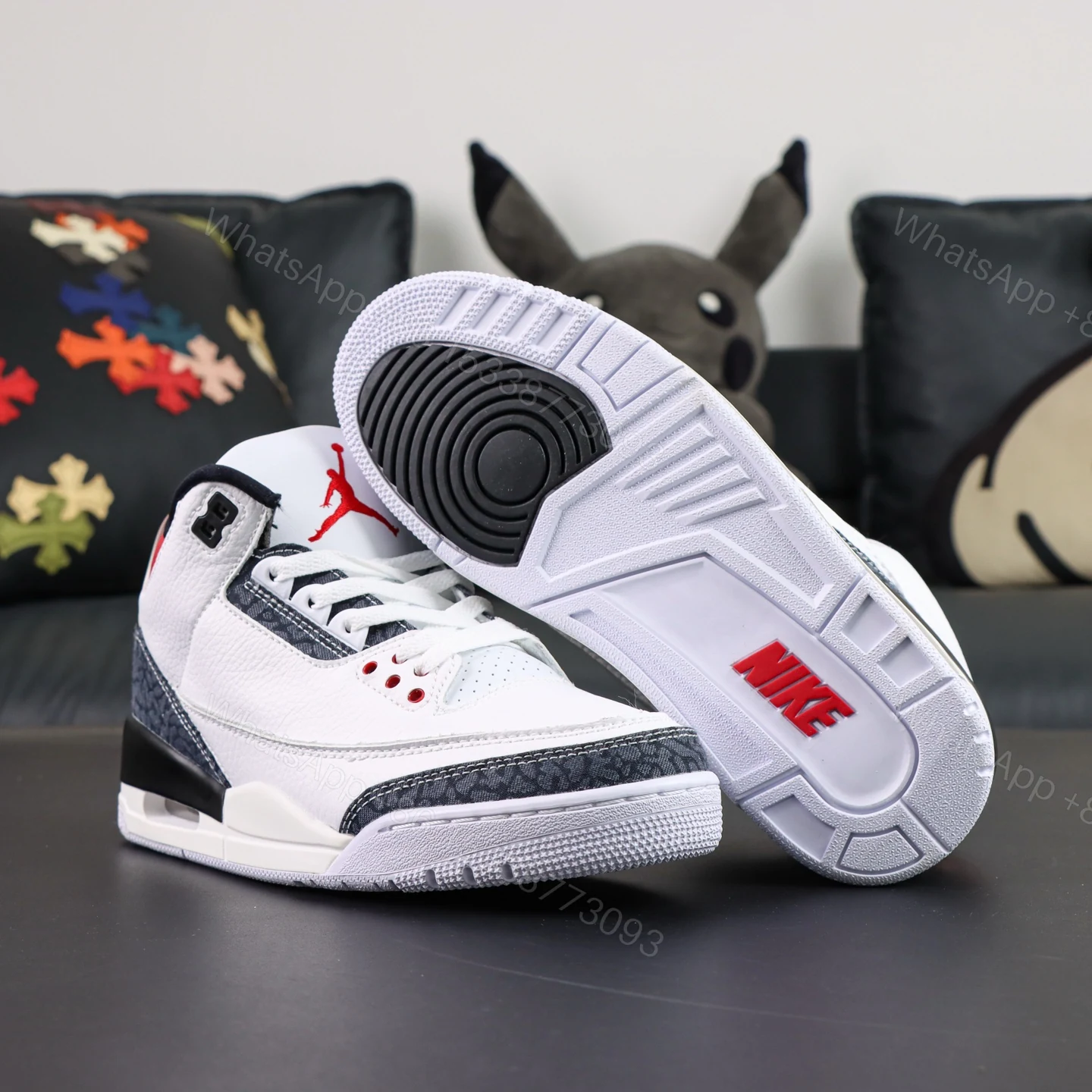 View 3 of Air Jordan 3 Retro Denim SE White/Fire Red