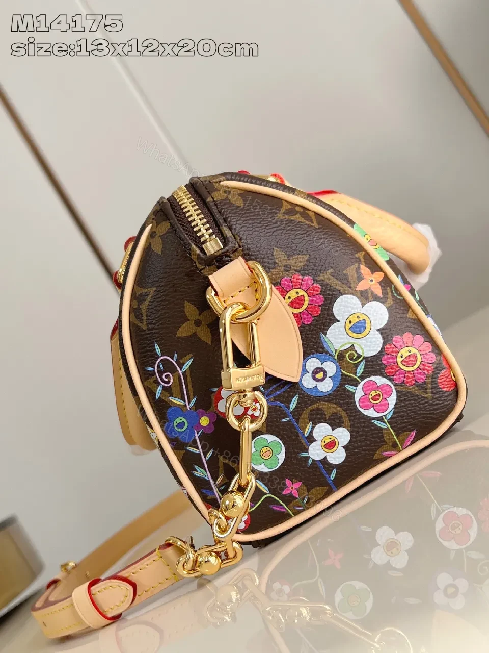 View 3 of Vibrant Florals Monogram Luxury Handbag with Gold Hardware