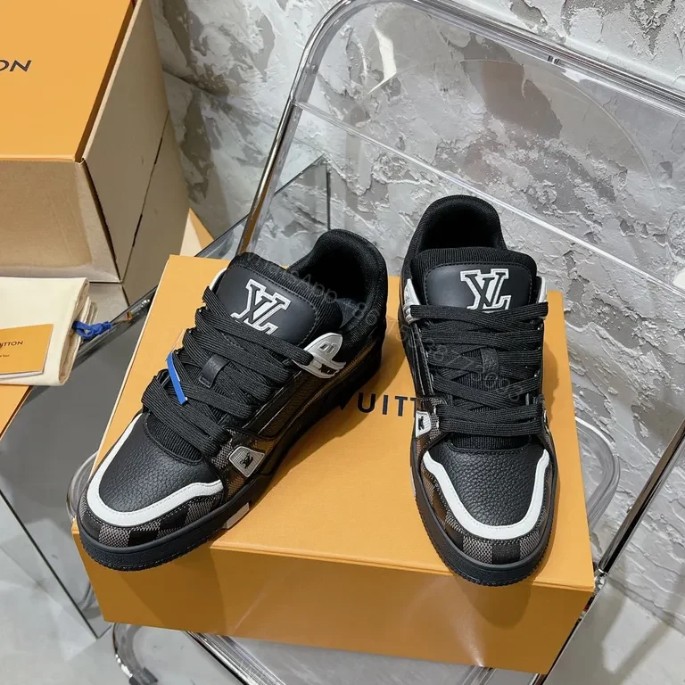 View 6 of Checkerboard Leather Sneaker: Luxury Casual Luxury, LV-Inspired Black/White Shoes