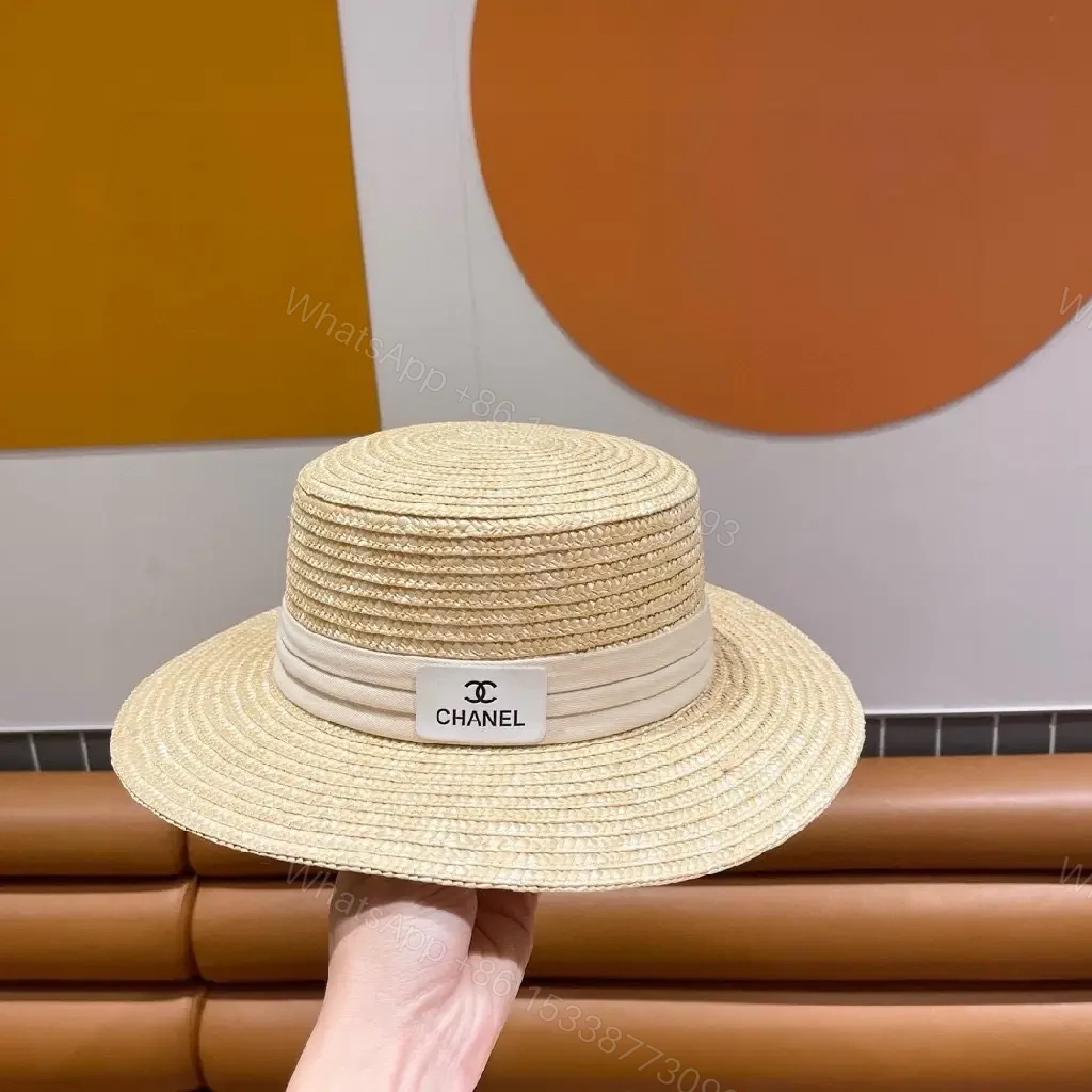 View 2 of Sun-Kissed Stripes Straw Hat: Premium, CHANEL-Inspired Flair