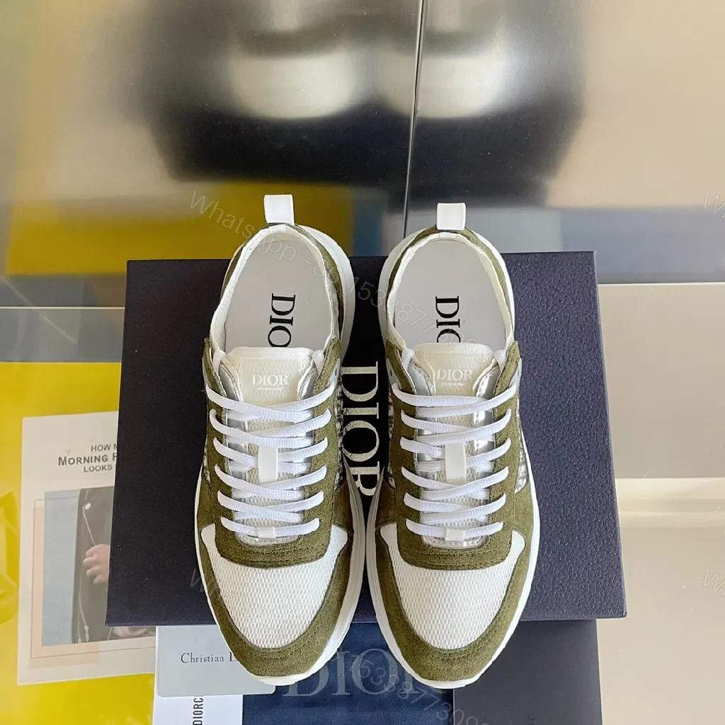 View 9 of Olive Suede Sport Sneaker with Monogram Trim