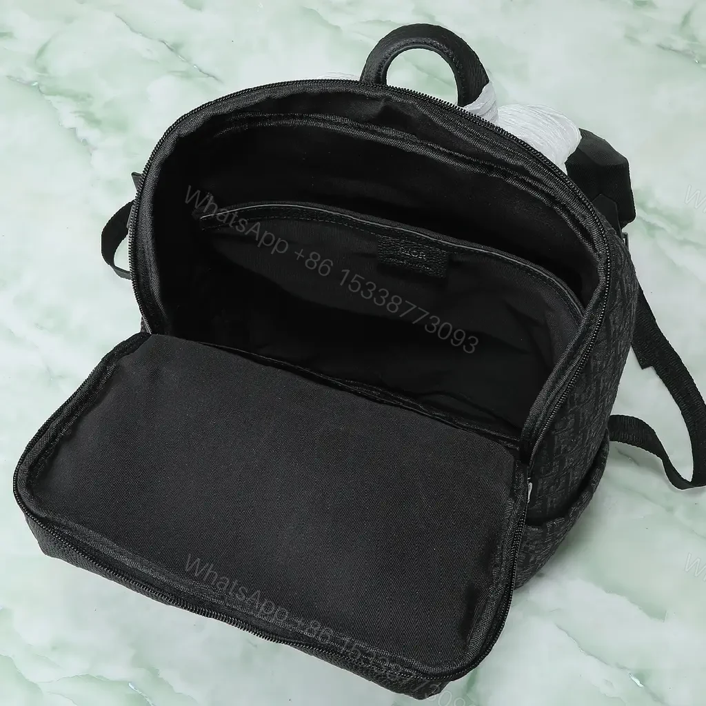 View 7 of Monogram Texture Compact Luxury Backpack - Day-to-Night Utility