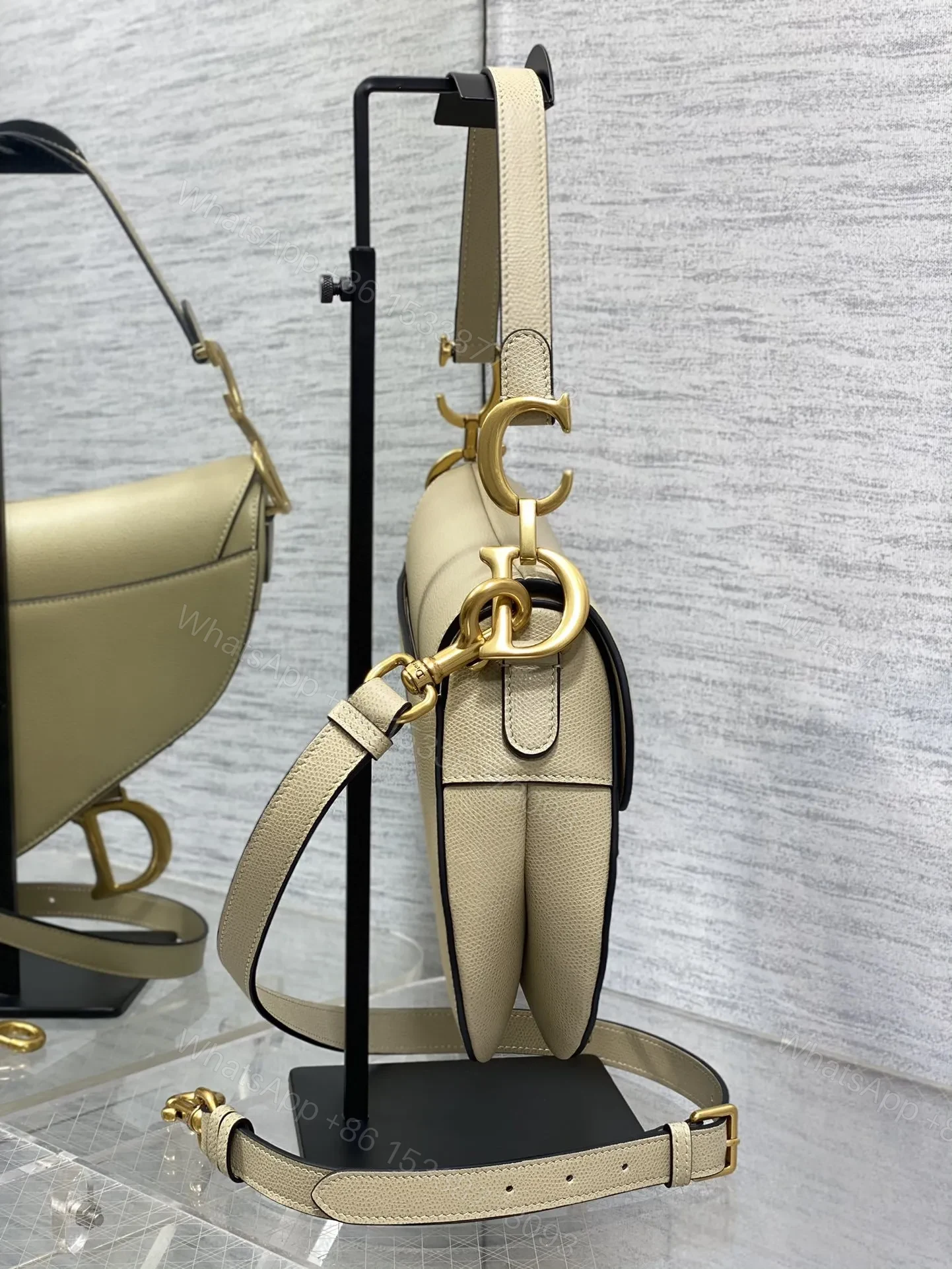 View 4 of Dior Saddle Bag in Beige Gold Hardware