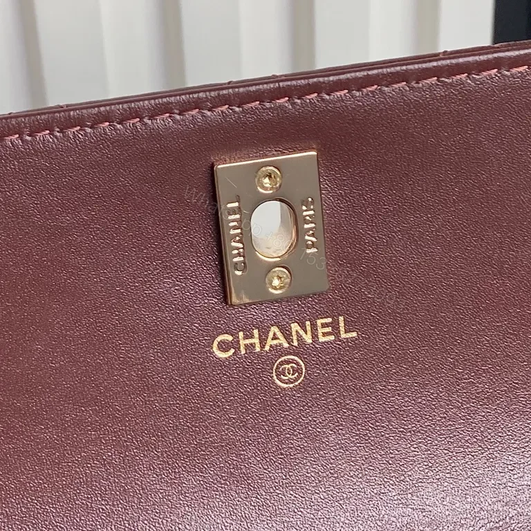 View 8 of Quilted Burgundy Crossbody Bag with Gold Chain Hardware