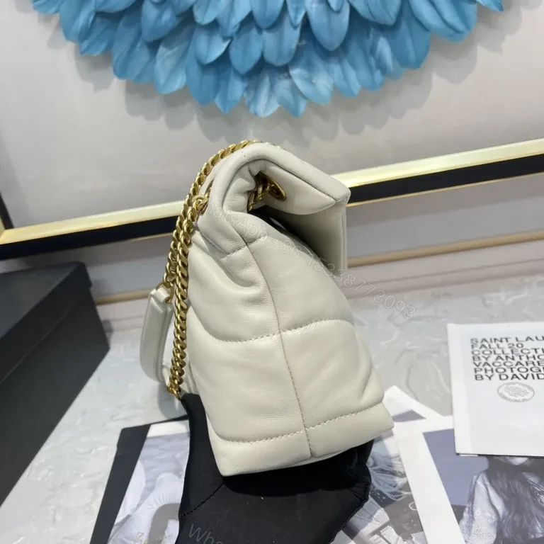 View 4 of Chic Quilted Satchel with Gold-YSL Hardware - Everyday Luxury