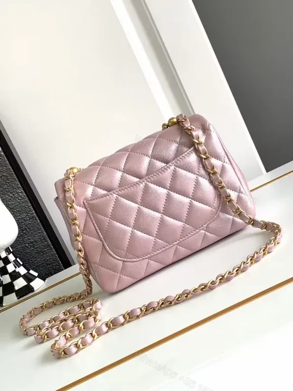 View 3 of Pastel Quilted Luxury Bag with Gold Chain â€” Mini Shoulder