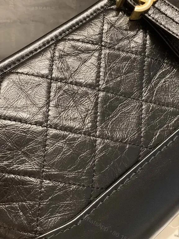 View 2 of Chanel-Inspired Quilted Leather Crossbody with Gold Hardware