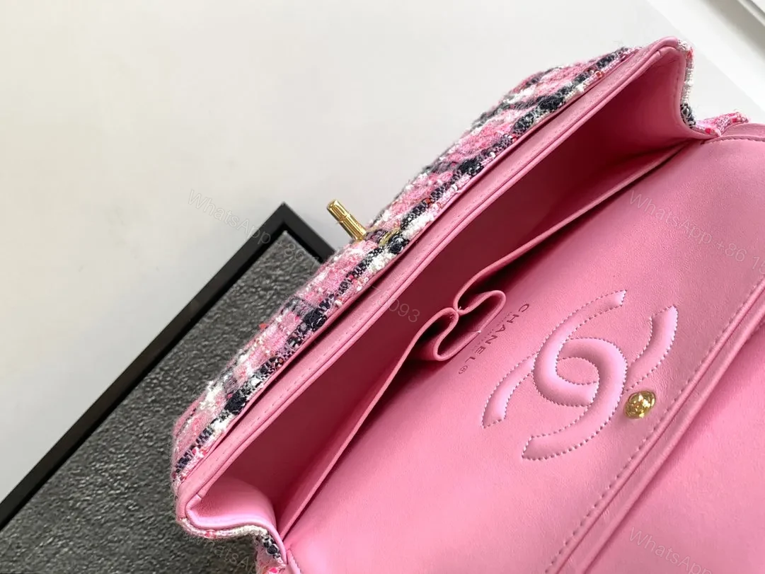 View 7 of CC MEDIUM 25 CLASSIC BAG IN LIGHT PINK MIX BLACK WOOL TWEED