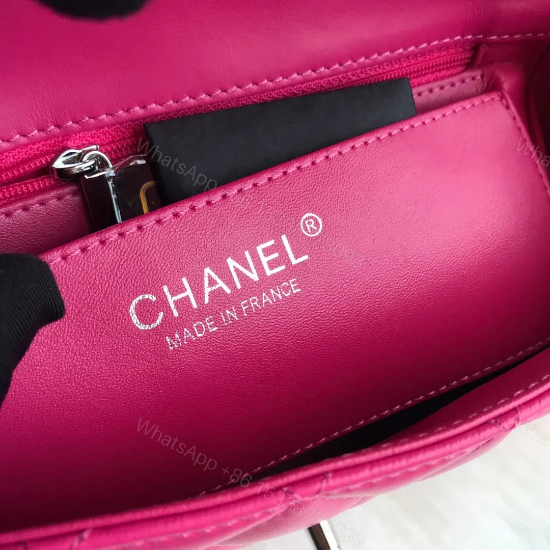 View 6 of CHANEL 20 CLASSIC SMALL DOUBLE FLAP BAG IN DEEP PINK CALFSKIN