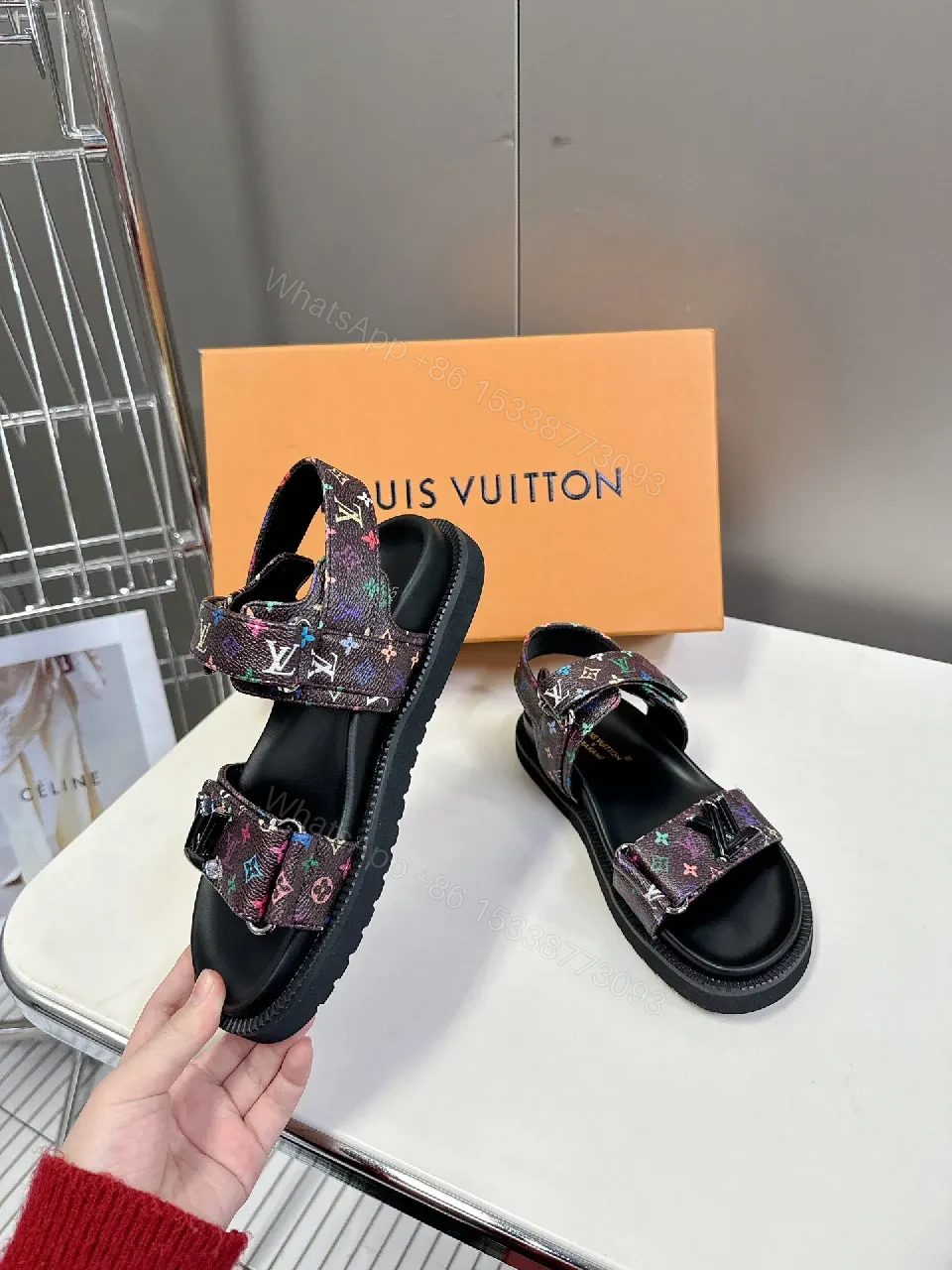 Multicolor Monogram Sandals with Bold Straps - Luxe Comfort — view 1