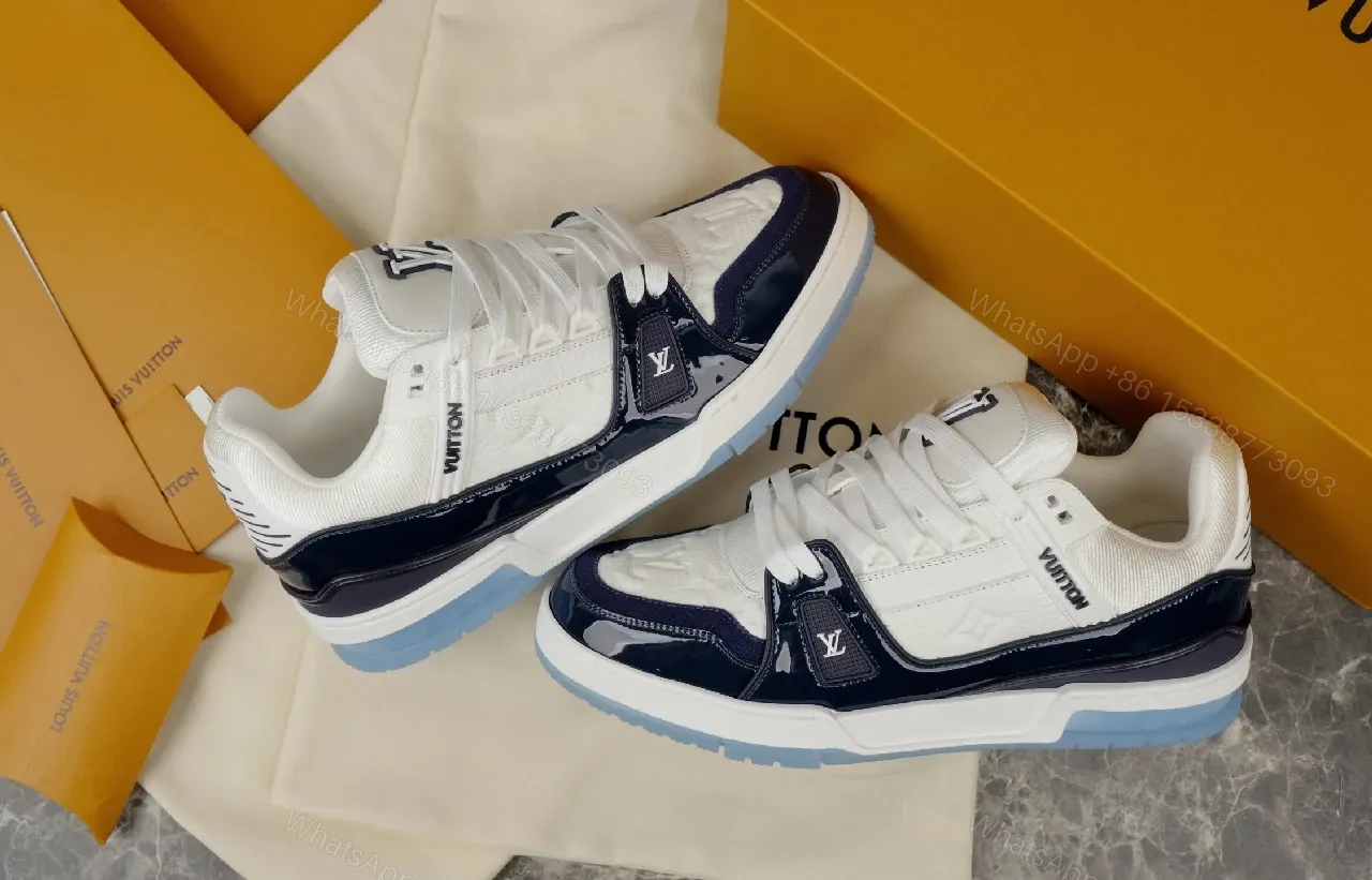 View 5 of Navy Patent luxury sneakers, premium leather, high-top design