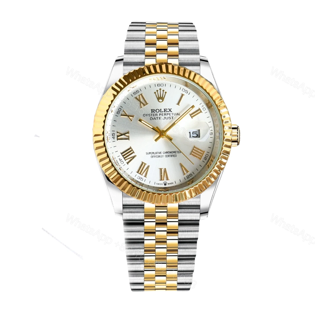 Rolex Datejust Roman Numeral Dial Oystersteel And Gold In White 41Mm — view 1