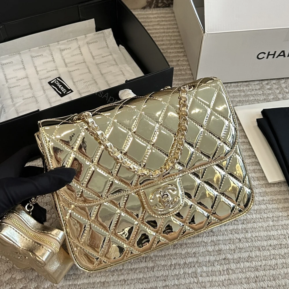 View 2 of Chanel Backpack And Star Coin Purse Metallic Mirror Gold 23Cm