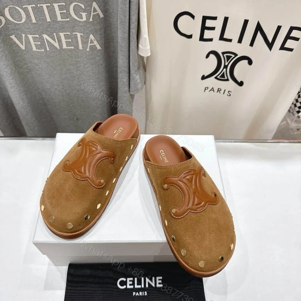 View 3 of CELINE PITEA CLOG IN SUEDE COGNAC 363013954C 18NC