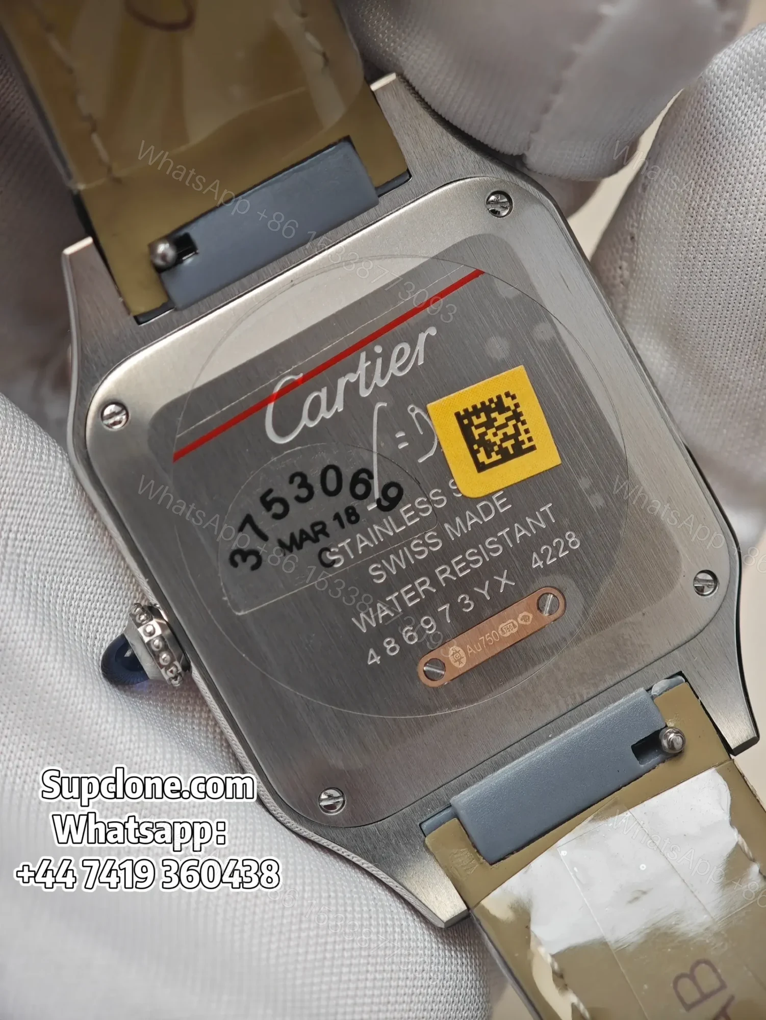 View 7 of Cartier Santos W2SA0038 Super Clone Quartz Watch Leather Strap
