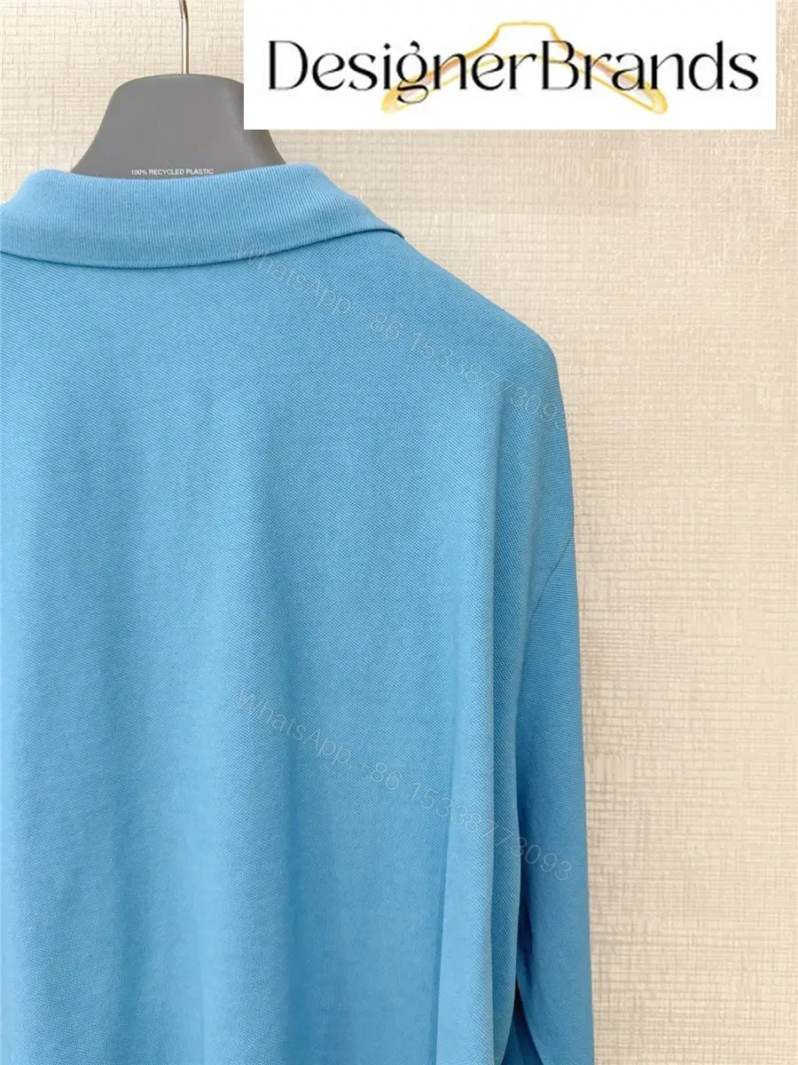 View 8 of Prada Light Blue Cropped Long-Sleeve Polo Shirt