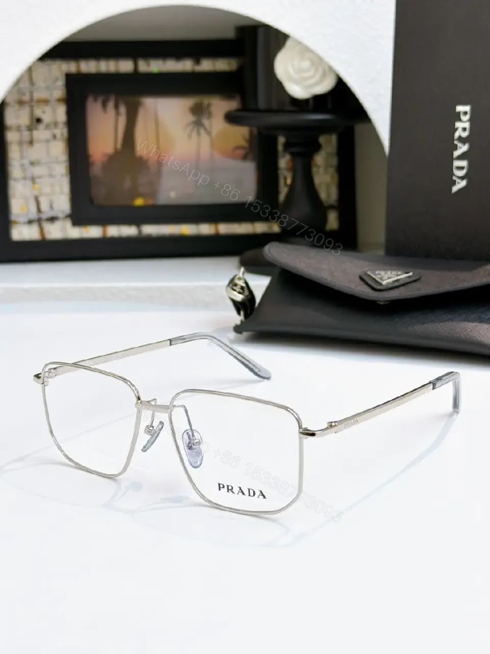 View 5 of Gold-Tone Rectangular Glasses: Luxury-Feel Precision Eyewear