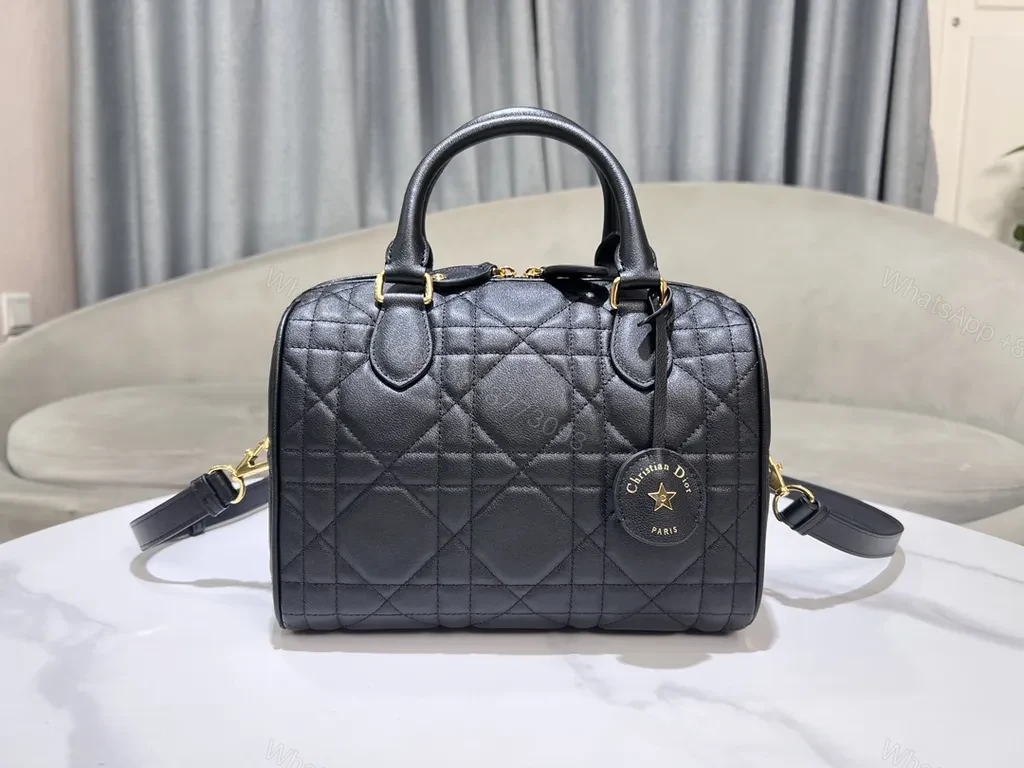 View 4 of Compact Black Quilted Satchel: Modern Dior-Style Everyday Luxury