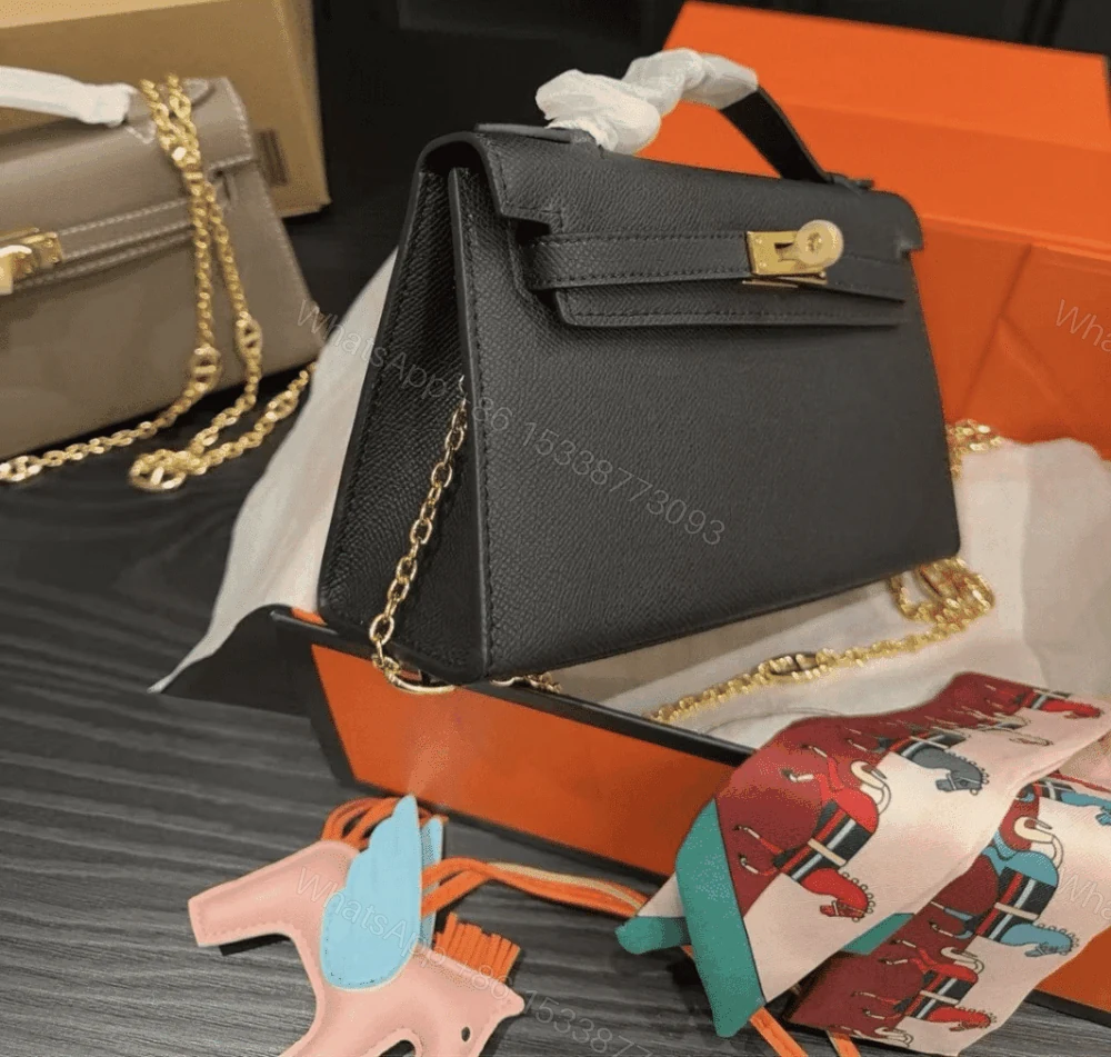 View 2 of Hermes Kelly Mini Epsom Handbag Black And Gold 20Cm