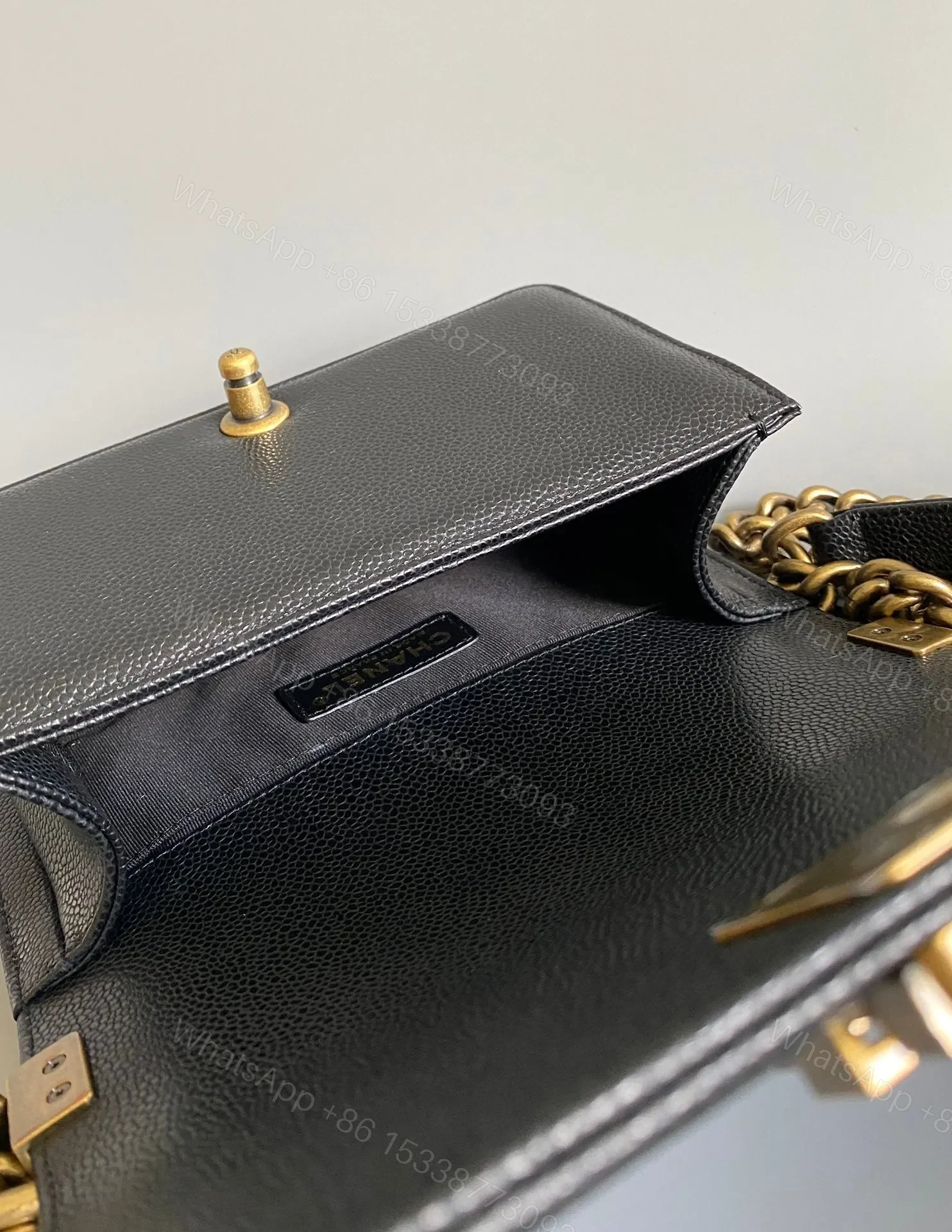 View 4 of CHANEL SMALL BOY BAG 20 IN BLACK LAMBSKIN GOLD HARDWARE