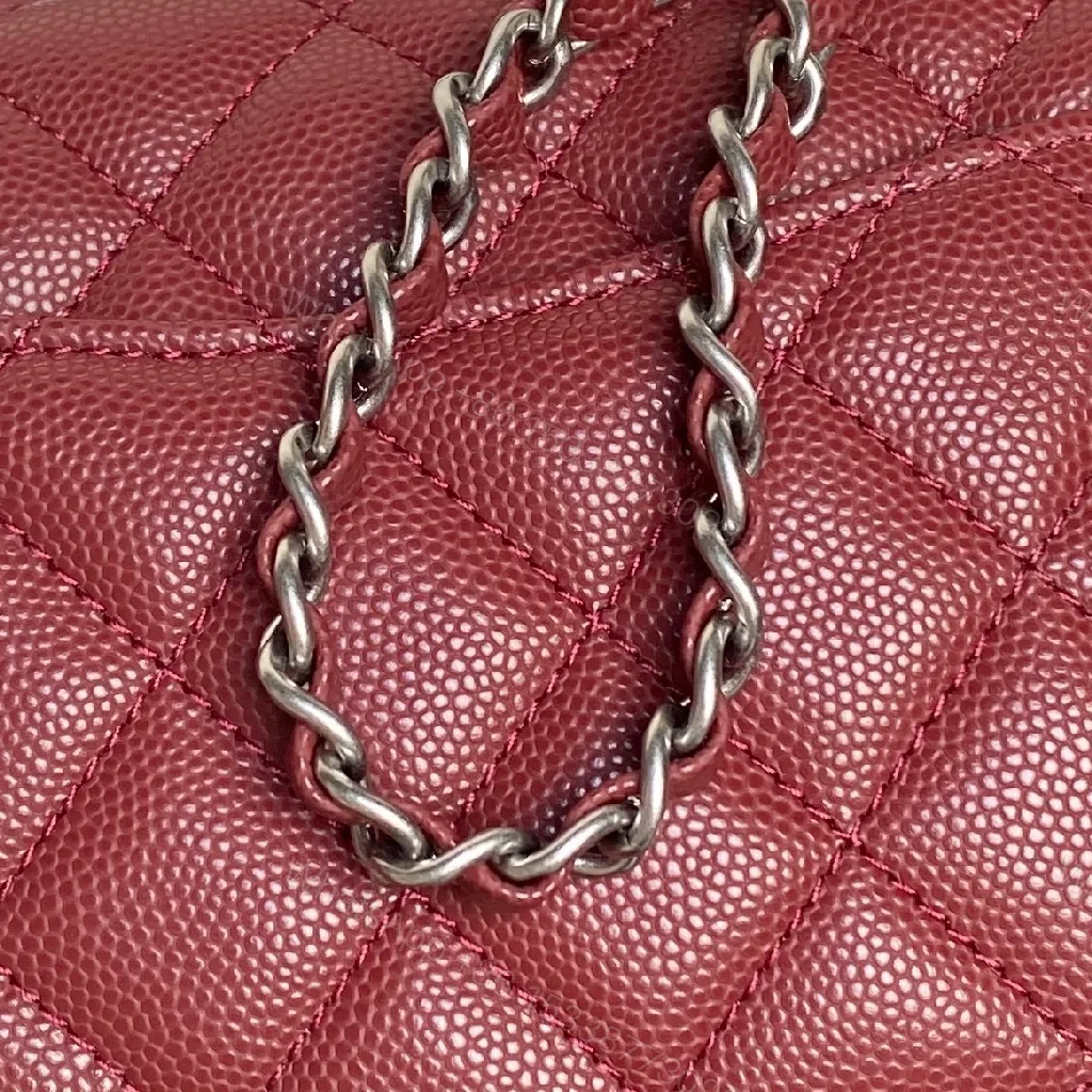 View 5 of Rich Aged Red Quilted Crossbody — Pebble Leather, Luxe Chain