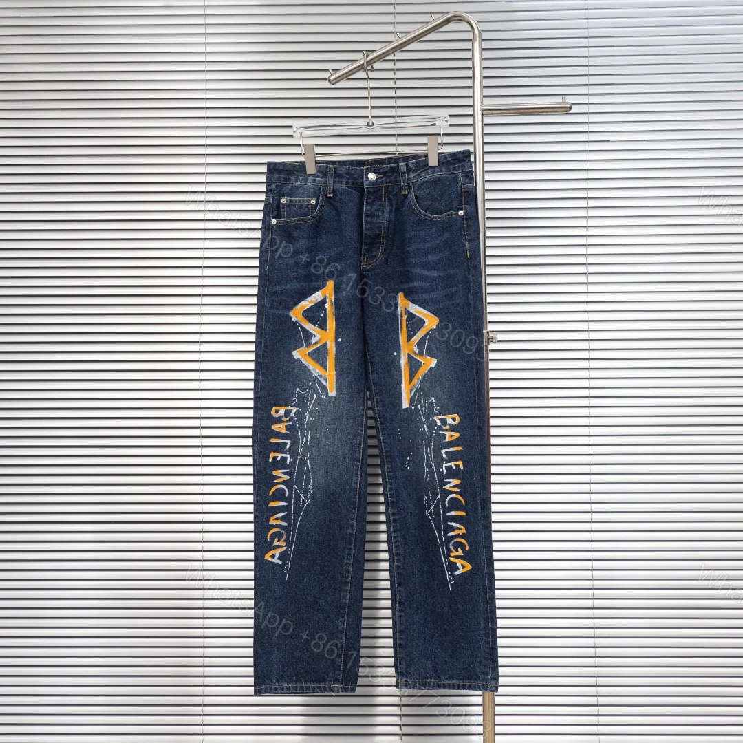 Balenciaga 高仿男士黃色印刷牛仔褲 街頭圖騰風格設計款 — view 1