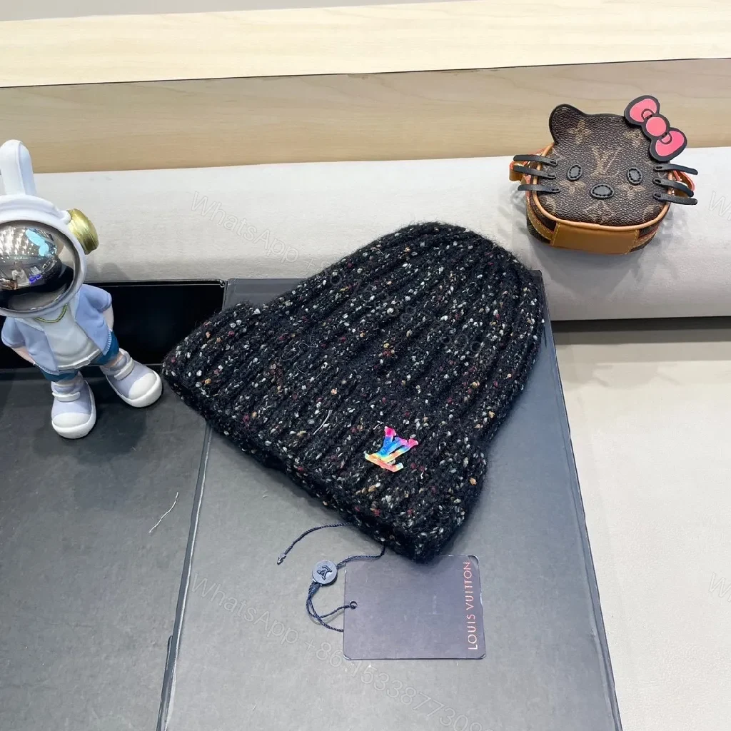 View 4 of Multicolor Bouclé Beanie with Subtle LV Accent