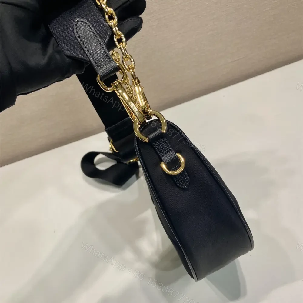 View 9 of 高仿Prada*RE-Nylon系列1BH222單肩半月包黑色免檢版