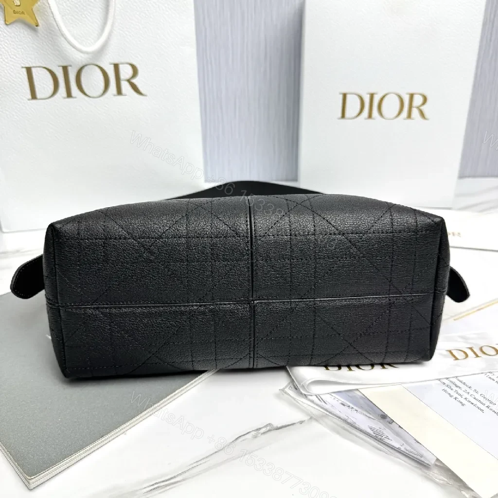 View 8 of Chic Black Leather Hobo Bag with Gold Charms