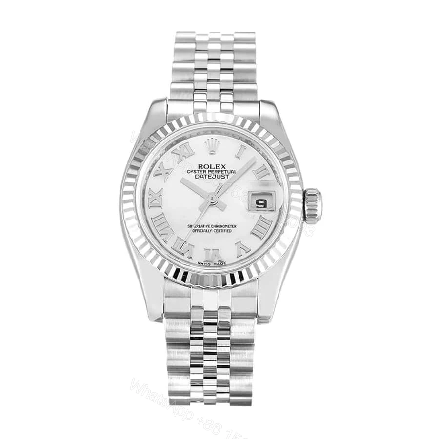 Rolex Lady-Datejust 179174 Super Clone : 26mm White Rolesor Roman Dial — view 1