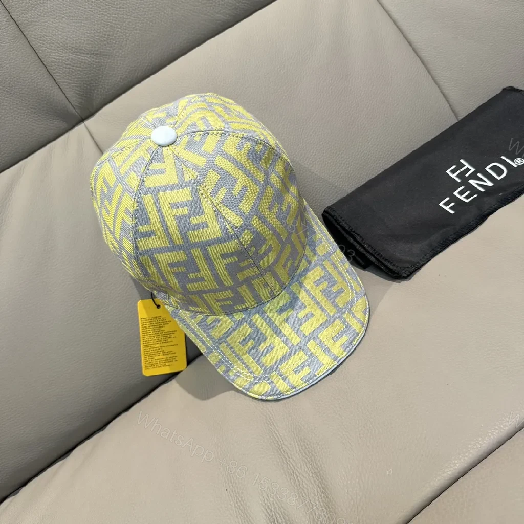 View 4 of Two-Tone Fendi-Style Logo Jacquard Cap with Adjustable Back