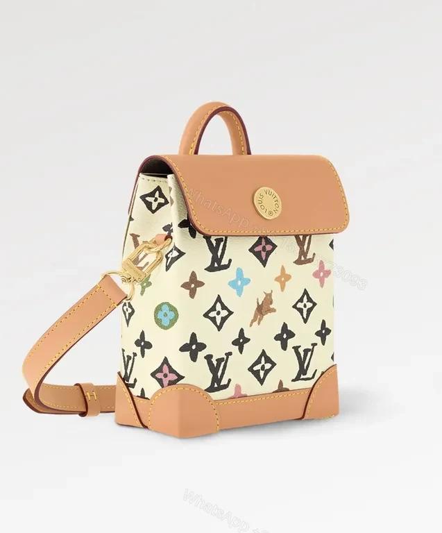 View 7 of Multicolor LV-Style Mini Bag: Hand-Stitched Leather Details