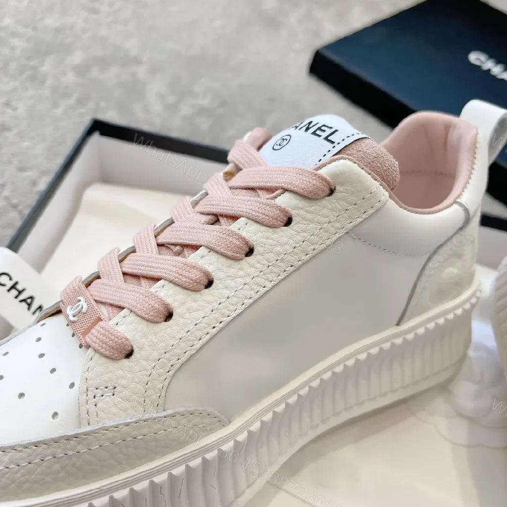 View 2 of Rose-Tone Leather Platform Sneakers: Subtle Luxe, Everyday Comfort