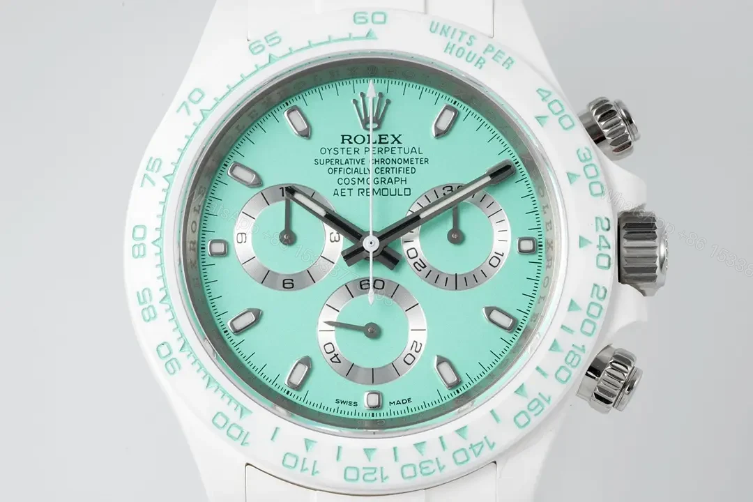 View 2 of Brilliant tiffany ceramic daytona replica 40MM White Ceramic Edition RG-ZF-DAYTONA-TIFFANY-CERAMIC