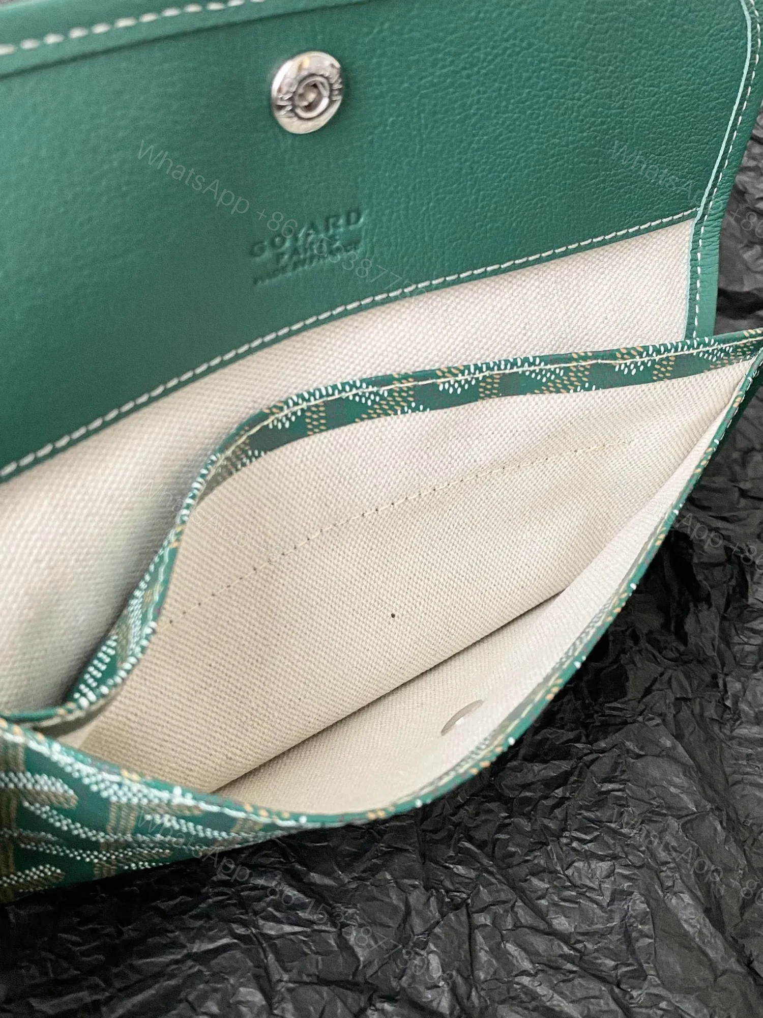 View 5 of Goyard Green Goyardine Canvas & Chevroches Calfskin Saint Louis PM Tote