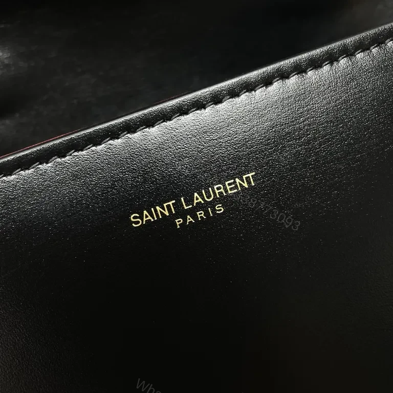 View 9 of Chic Black Leather Crossbody with YSL Logo Hardware