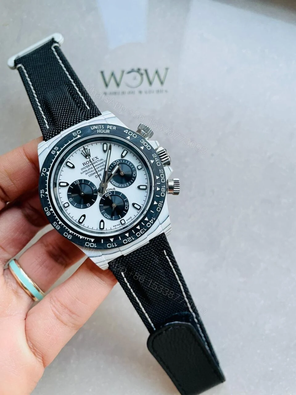 View 7 of Noob Factory 1:1 Rolex Daytona DIW PANDA White Carbon Case and Bezel Best Edition White/Black Dial SA4130 V2
