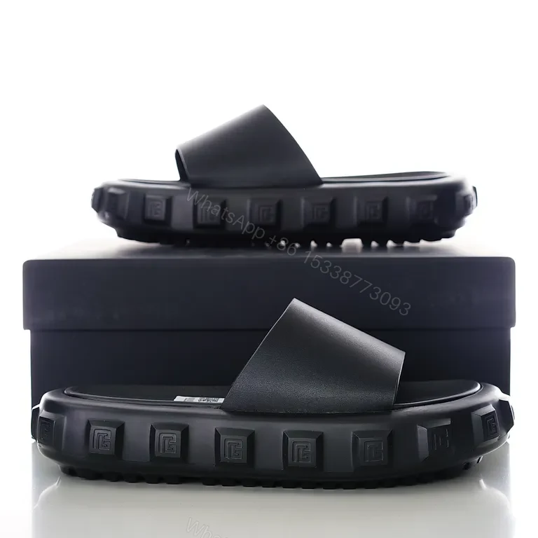 View 9 of Bold Minimalism Platform Slide: Black PU Leather, 5â€“12