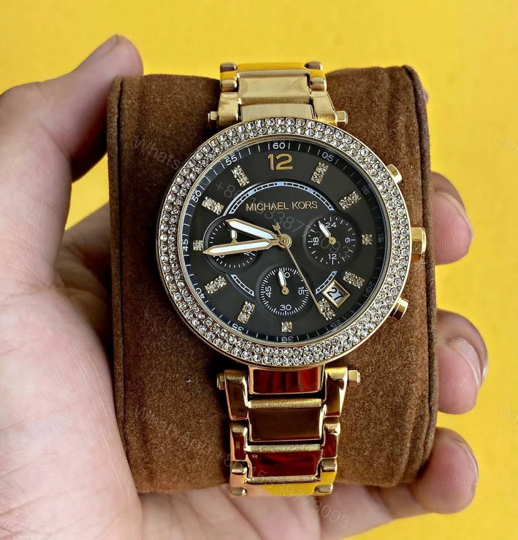 View 3 of First Copy Michael Kors Ladies Parker Watch For Women Gold Black