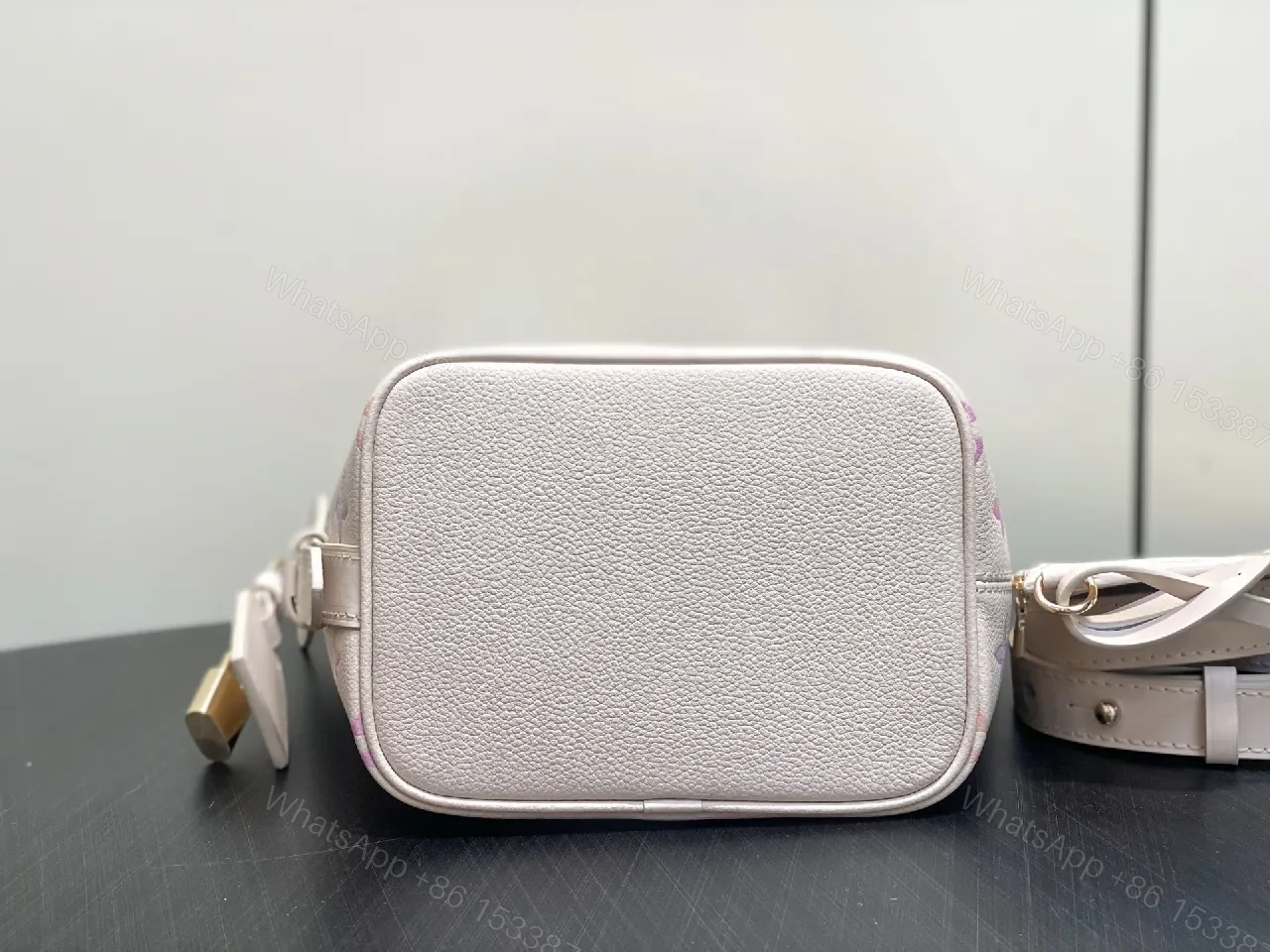 View 3 of Pastel Monogram Bucket Bag: Lux Everyday Elegance
